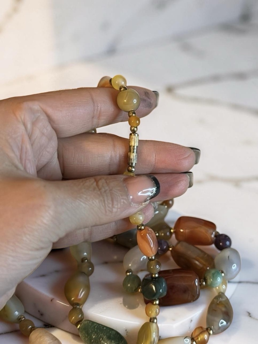 Vintage long multiple gemstone necklace - Picture 5 of 5